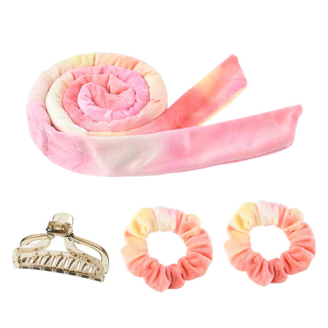 Tie dry pattern heatless curl headband for kids