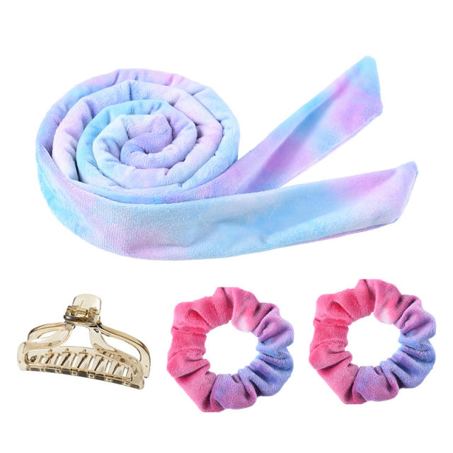 Tie dry pattern heatless curl headband for kids