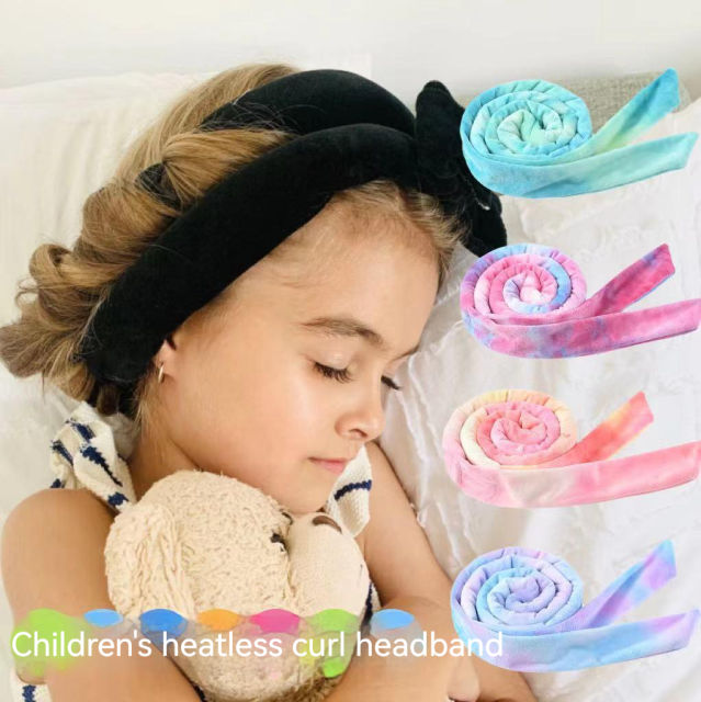 Tie dry pattern heatless curl headband for kids