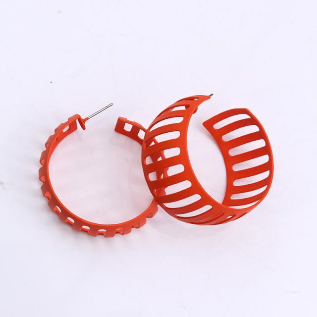 Candy color summer painting chunky hoop earrings
