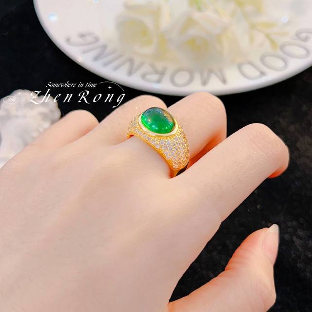 Vintage colorful stone statement finger rings for women