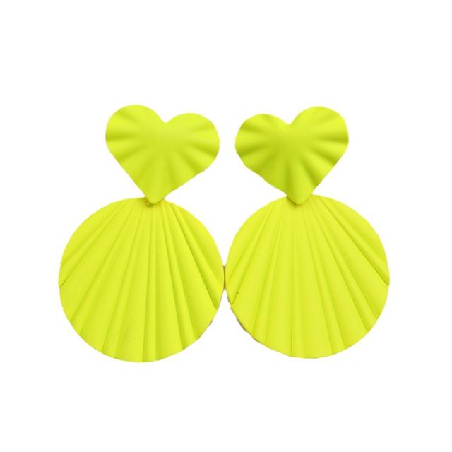 Boho candy color acrylic geometric heart earrings