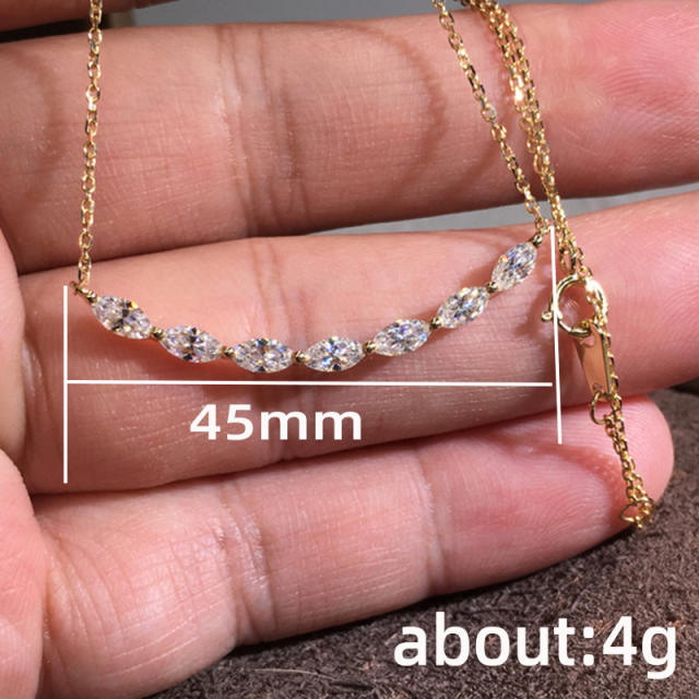 Dainty diamond smile face copper necklace for women