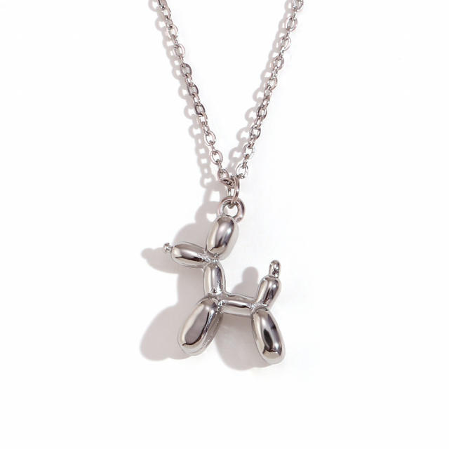 18K gold plated cute balloon dog pendant stainless steel necklace