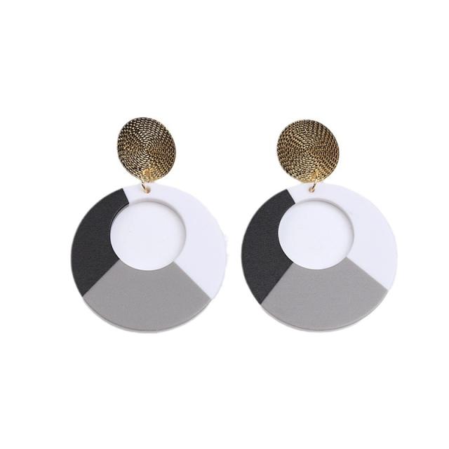 Summer color matching geometric circle women dangle earrings