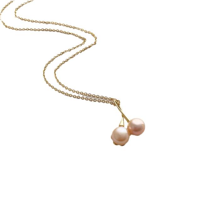 14K gold plated copper pearl pendant dainty necklace