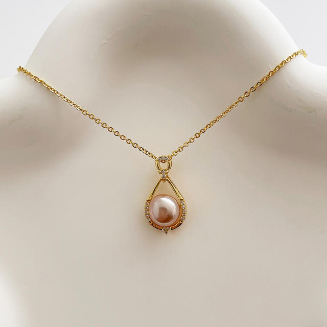 14K water pearl tear drop pendant dainty necklace for women