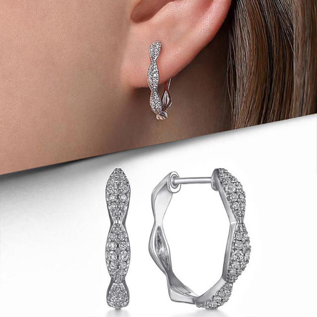 Delicate diamond copper huggie earrings