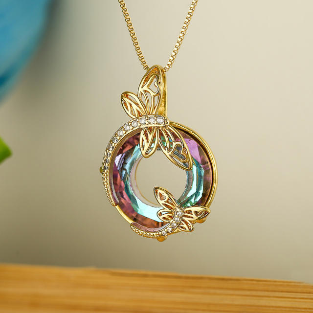INS trend natural butterfly circle necklace