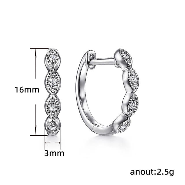 Chic twist diamond samll  hoop huggie earrings