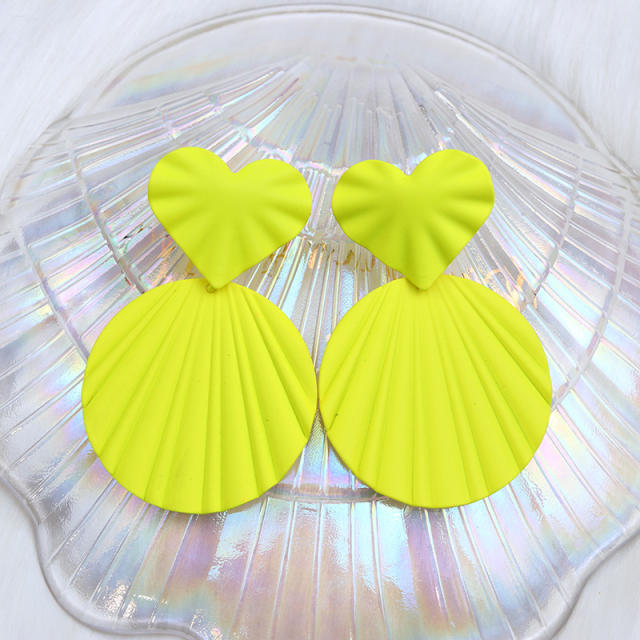 Boho candy color acrylic geometric heart earrings