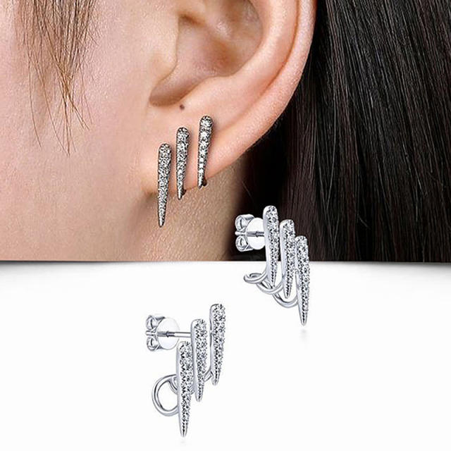 Unique diamond copper ear studs for women