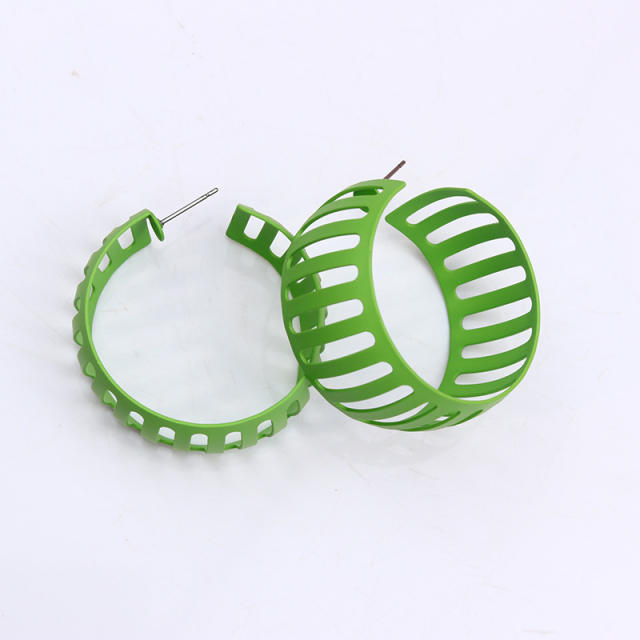 Candy color summer painting chunky hoop earrings