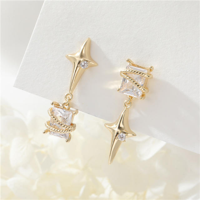 Beach trend starfish cubic zircon copper earrings