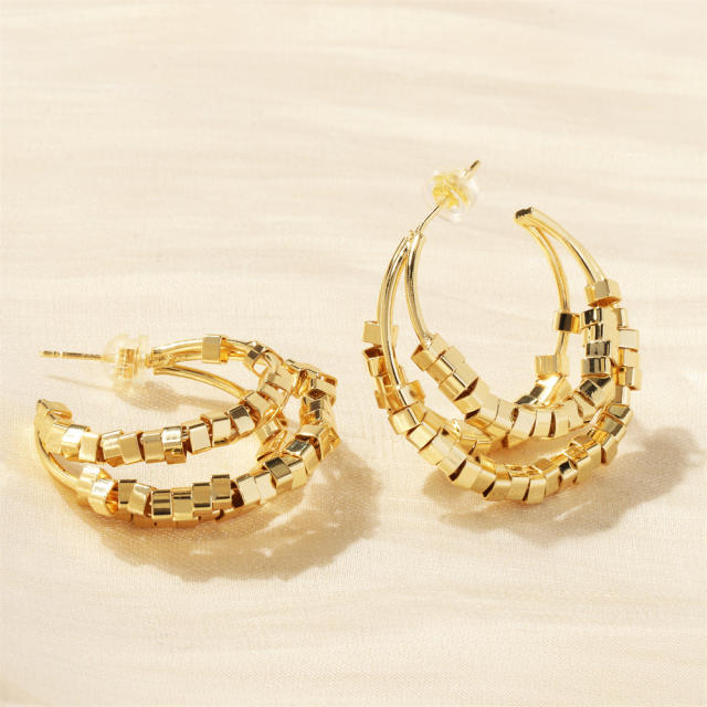 Chunky 18K gold plated copper layer open hoop earrings