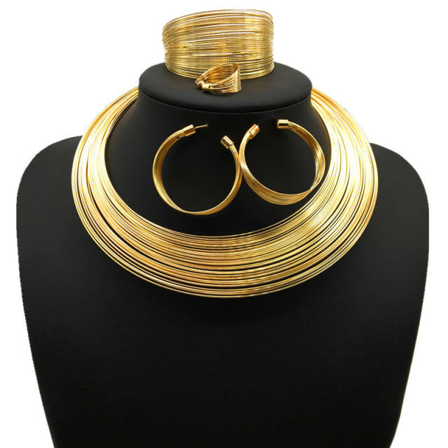 Hot sale layer minuteness metal choker necklace set 4pcs