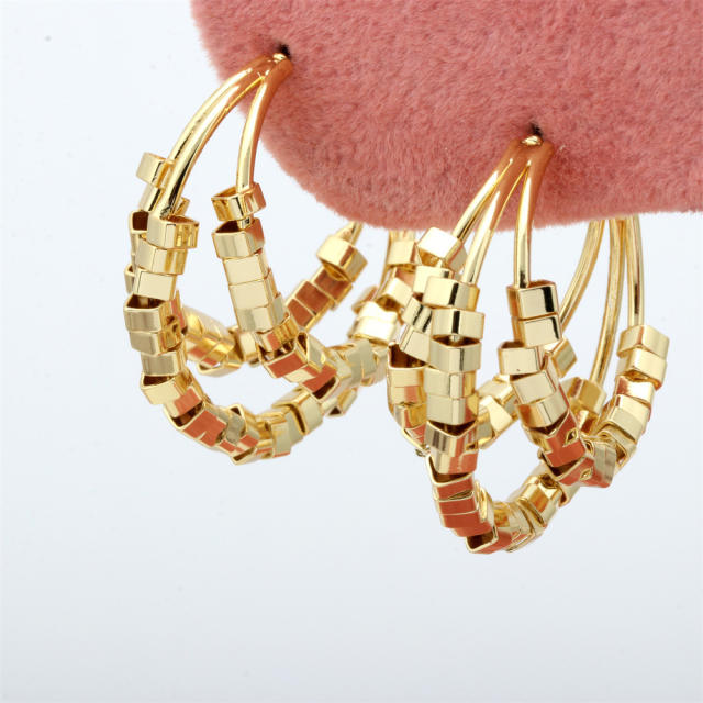 Chunky 18K gold plated copper layer open hoop earrings