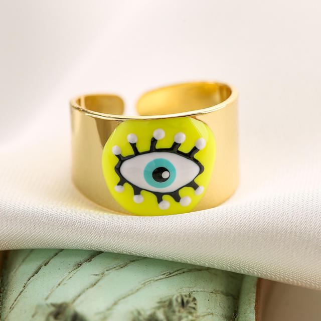Personality enamel color evil eye copper rings band