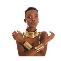 Africa trend hot sale wide choker bangle bracelet set