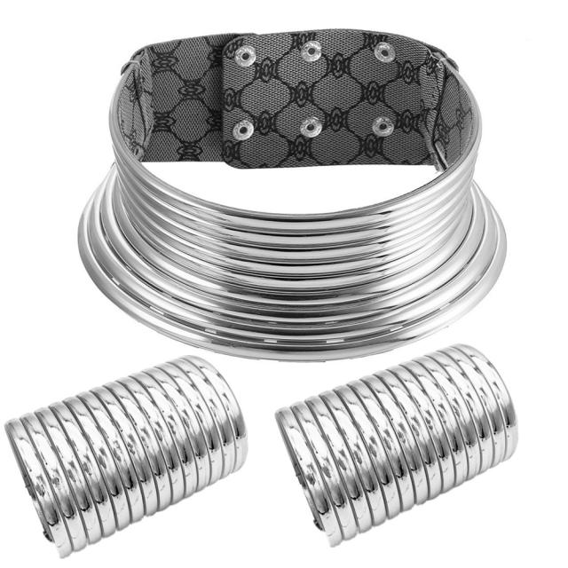 Africa trend hot sale wide choker bangle bracelet set