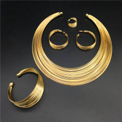 Hot sale layer minuteness metal choker necklace set 4pcs