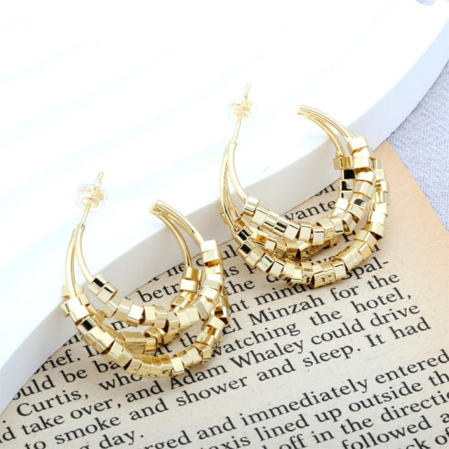Chunky 18K gold plated copper layer open hoop earrings
