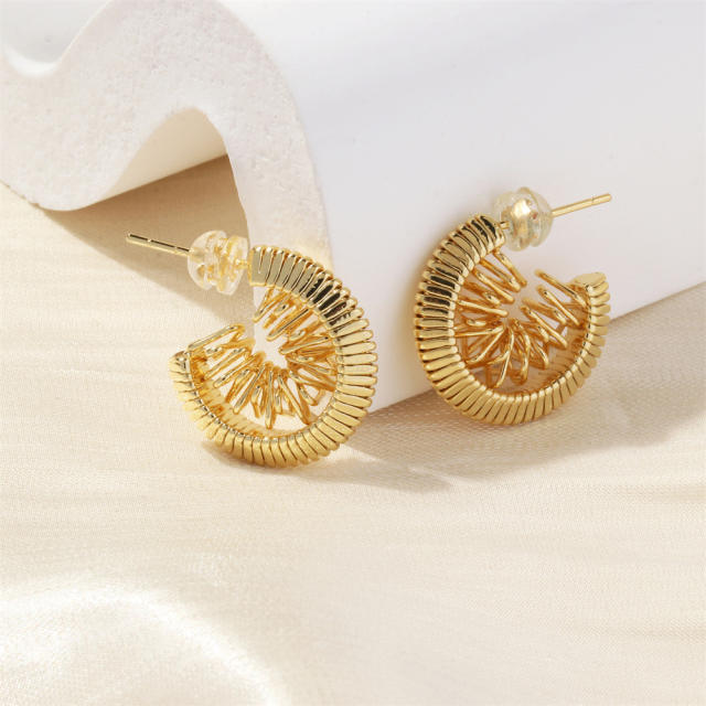 Chunky 18K gold plated copper open hoop earrings
