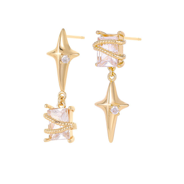 Beach trend starfish cubic zircon copper earrings