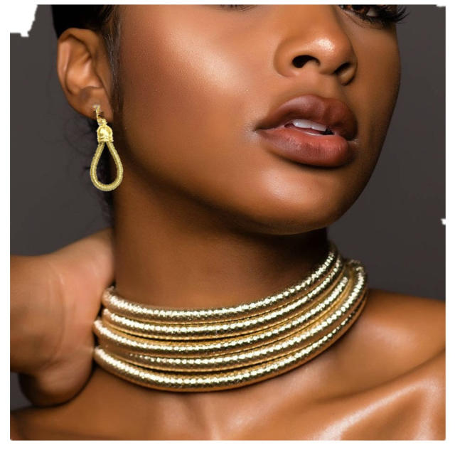 3pcs set Africa trend colorful layer choker necklace set for women