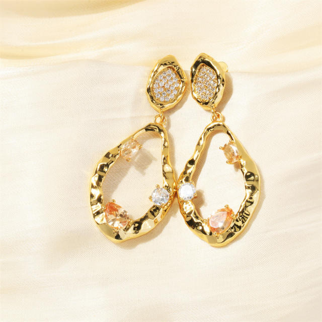 18K gold plated hollow out drop copper earrings