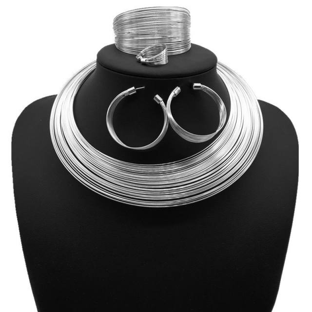 Hot sale layer minuteness metal choker necklace set 4pcs