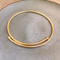 Chunky metal snake chain design choker bangle set