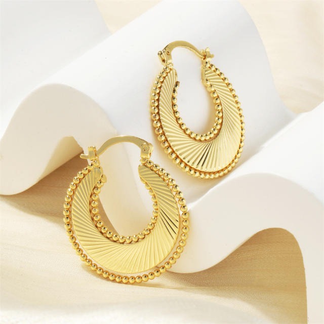 Chunky vintage gold plated copper hoop earrings