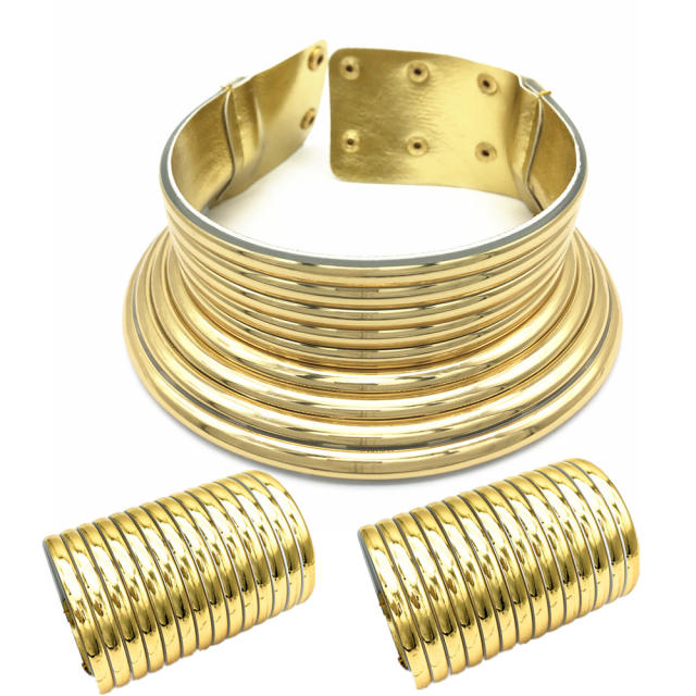 Africa trend hot sale wide choker bangle bracelet set