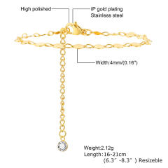 18K evil eye diamond chain stainless steel bracelet