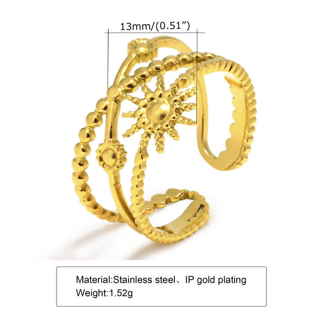 Natural leaf series stainless steel rings for women