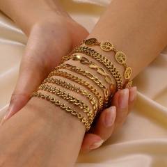 18K life tree heart leaf design stainless steel chain bracelet