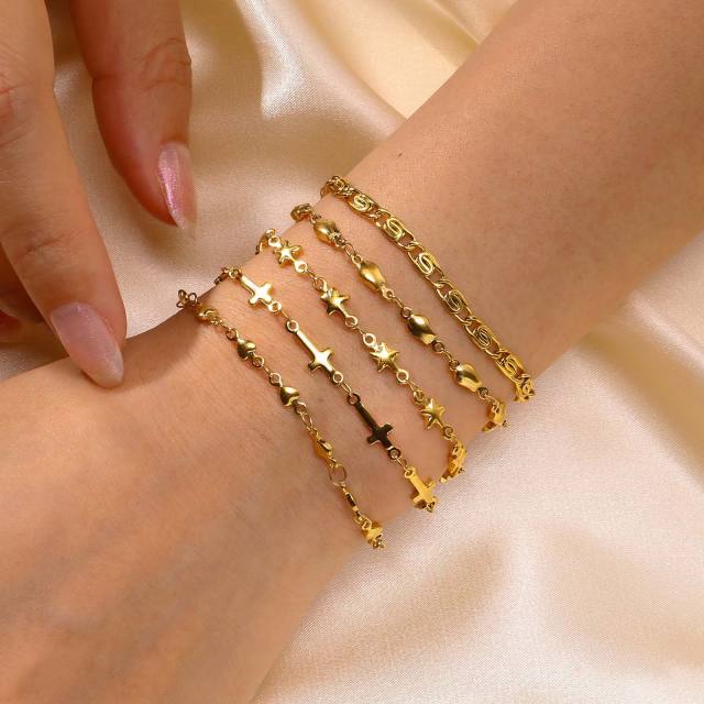 18k Tiny star stainless steel chain bracelet
