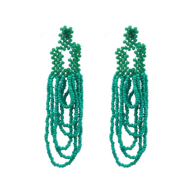 Boho colorful acrylic bead tassel women earrings