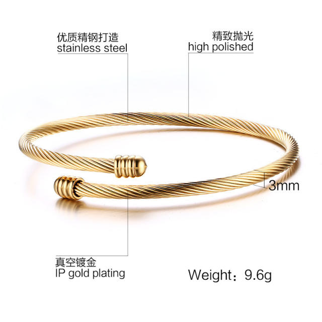 Easy match stainless steel cuff bangle