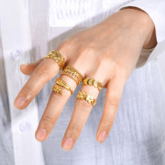 Natural leaf series stainless steel rings for women