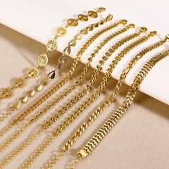 18K life tree heart leaf design stainless steel chain bracelet