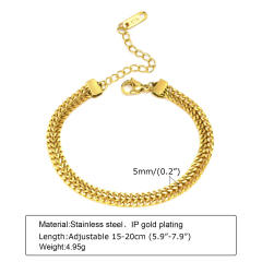 18K life tree heart leaf design stainless steel chain bracelet