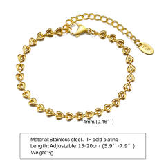 18K life tree heart leaf design stainless steel chain bracelet