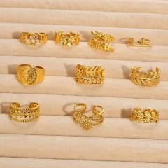 Natural leaf series stainless steel rings for women