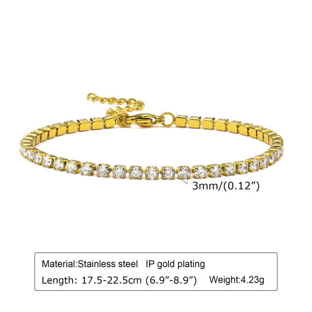 18K evil eye diamond chain stainless steel bracelet