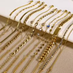 18K evil eye diamond chain stainless steel bracelet