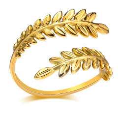 Natural leaf series stainless steel rings for women