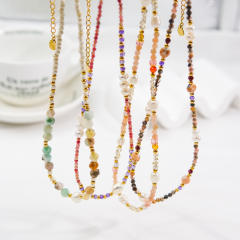 Handmade natural crystal bead colorful women necklace