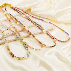 Handmade natural crystal bead colorful women necklace